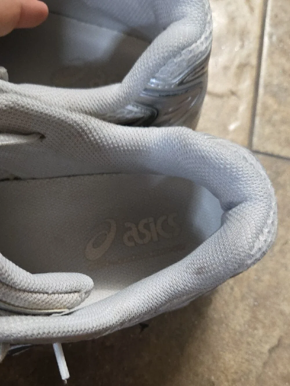 Asics Silver and White Mesh Running Shoes